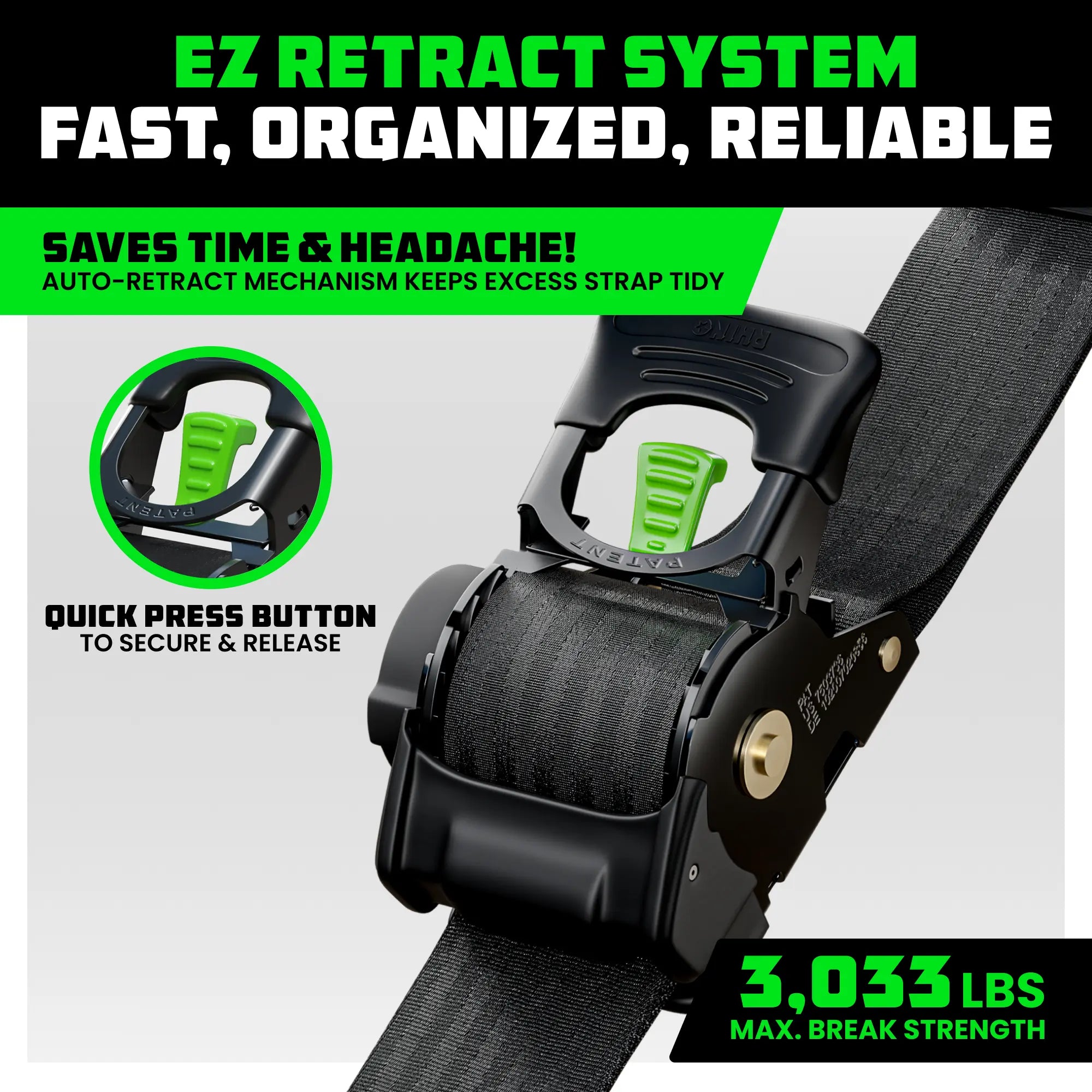 Rhino USA Retractable Ratchet Straps