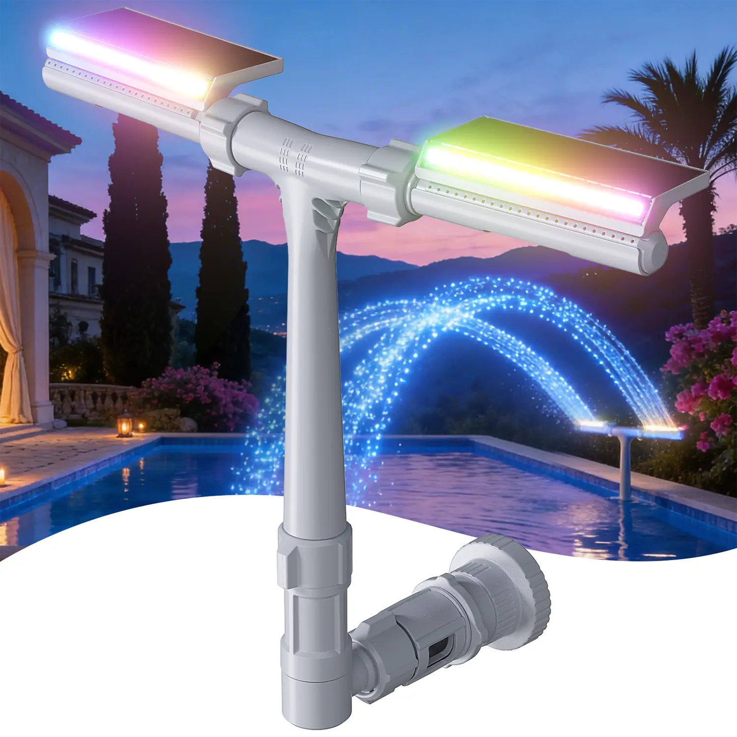 Solar Pool Fountain with LED Lights