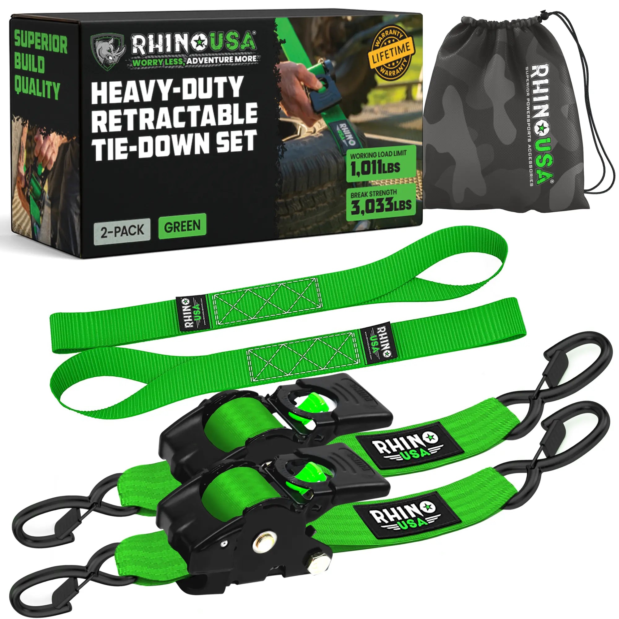 Rhino USA Retractable Ratchet Straps