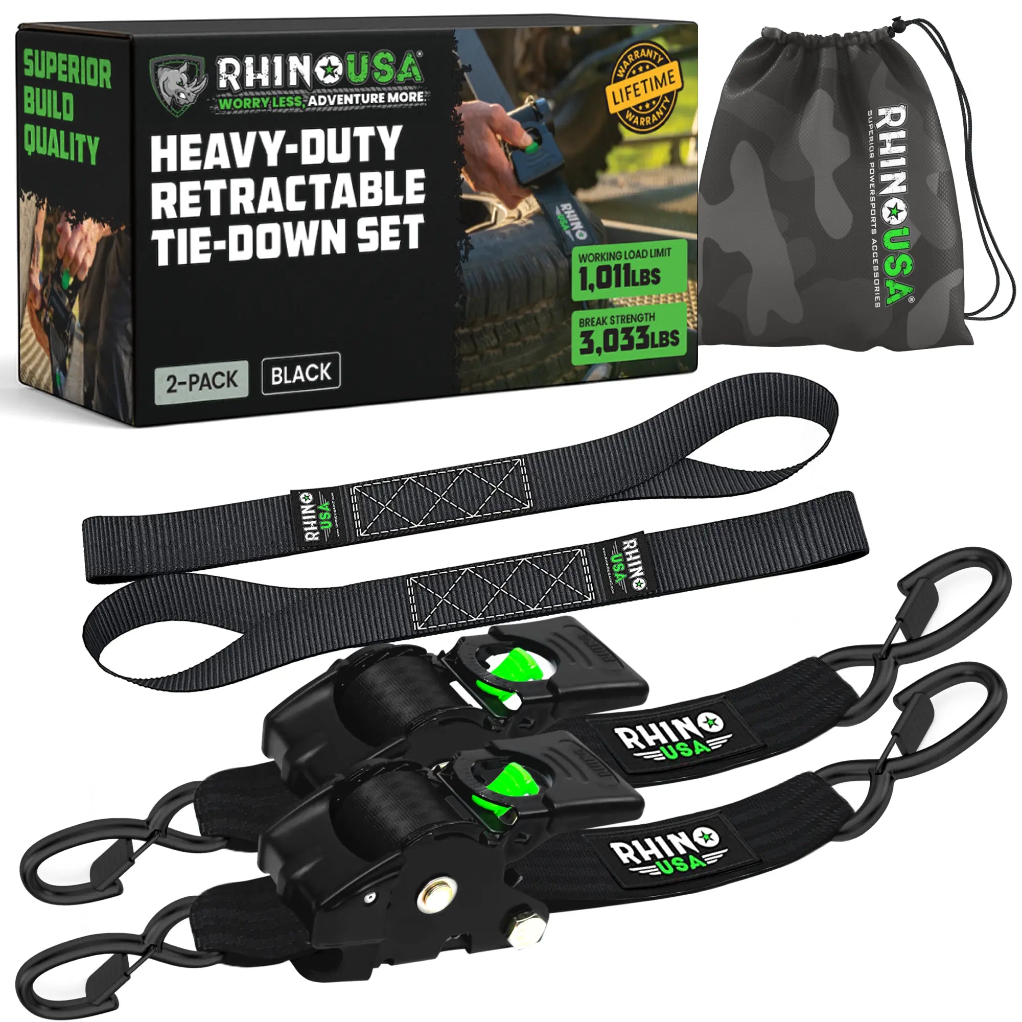 Rhino USA Retractable Ratchet Straps