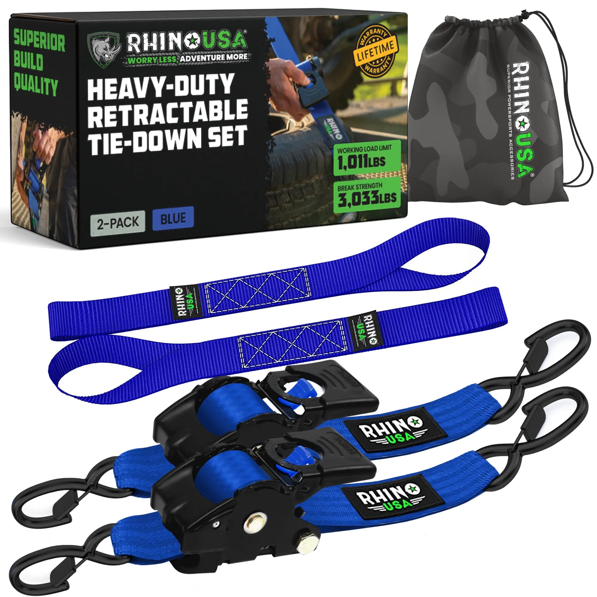 Rhino USA Retractable Ratchet Straps