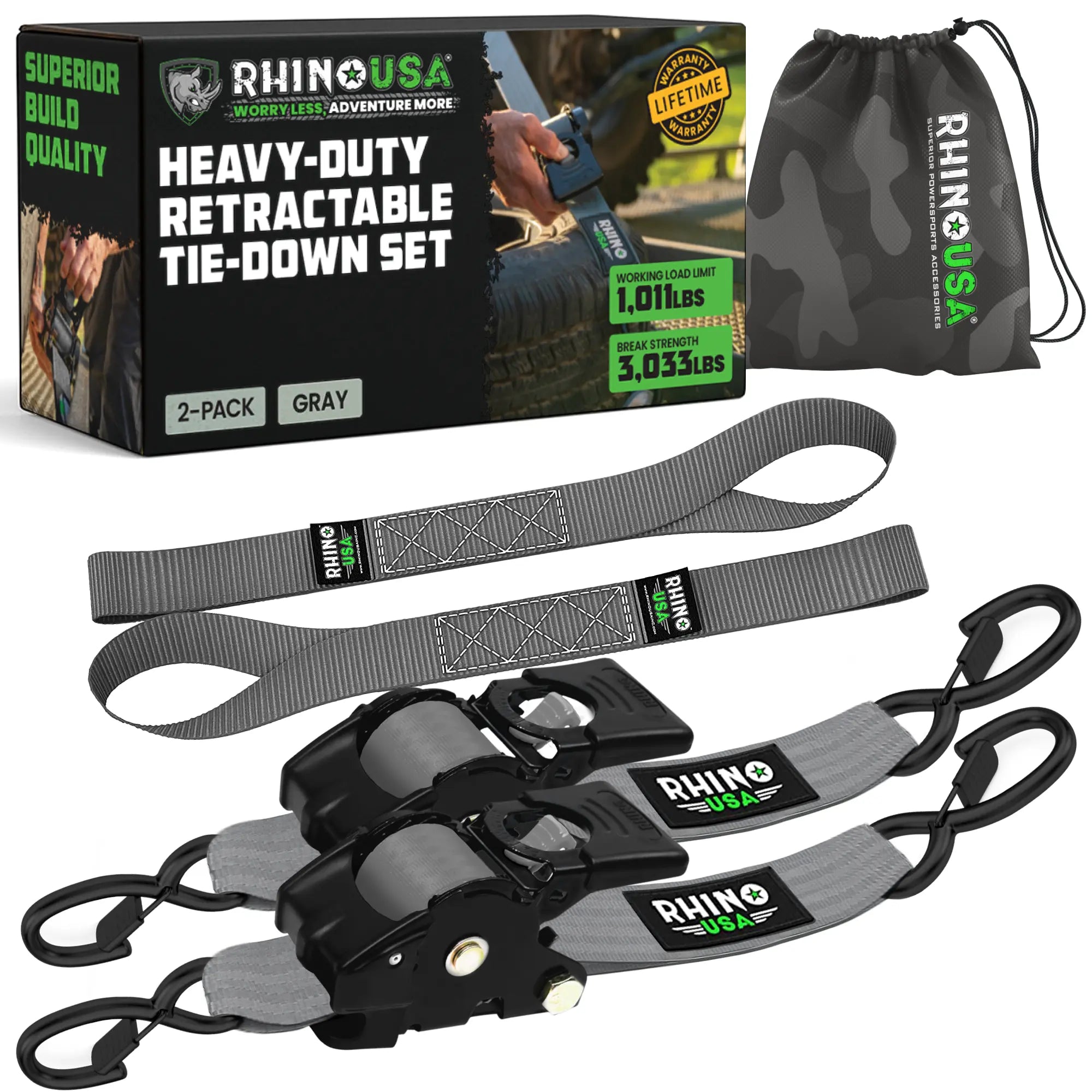 Rhino USA Retractable Ratchet Straps