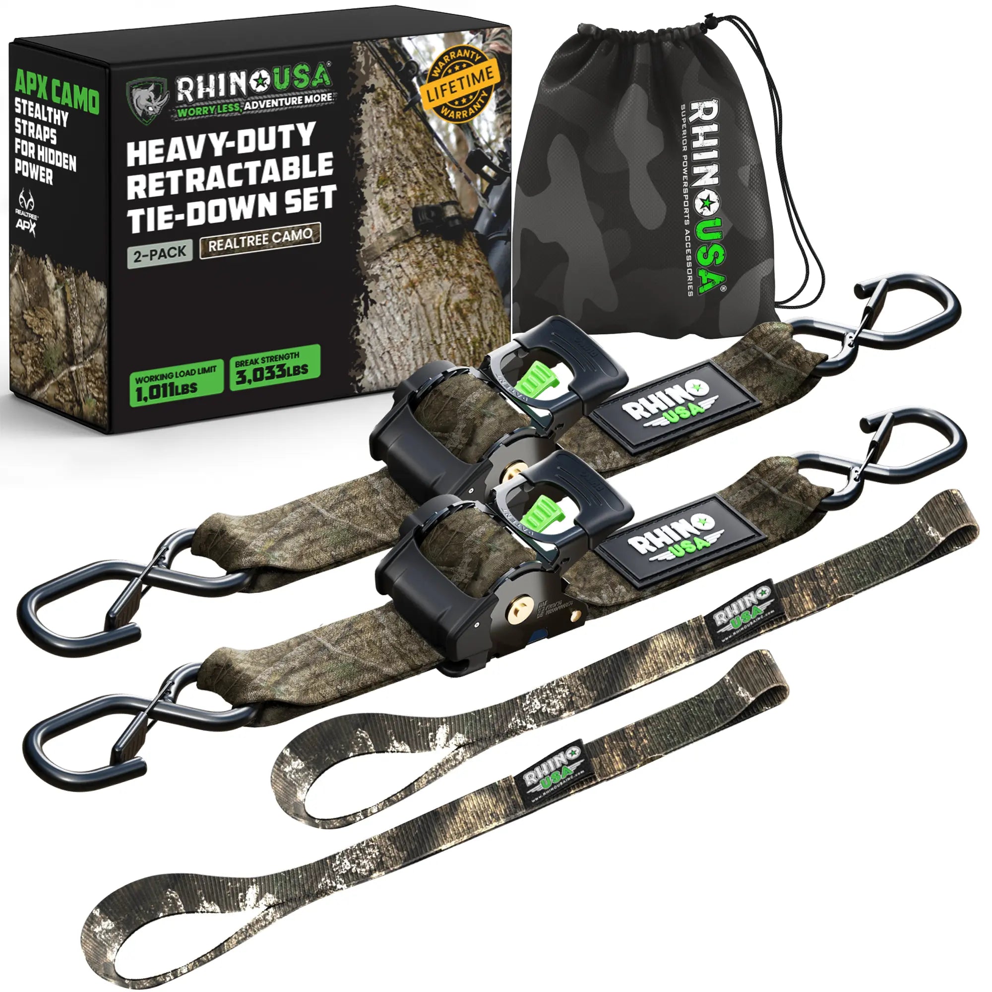 Rhino USA Retractable Ratchet Straps