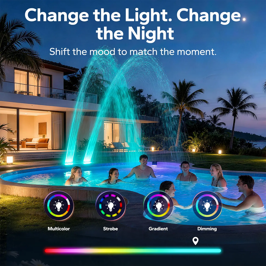 Solar Pool Fountain with LED Lights